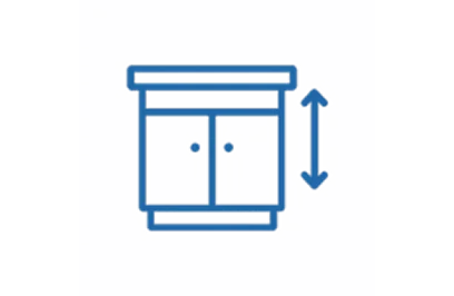 Icon representing adjustable or lowered counter height for accessibility.