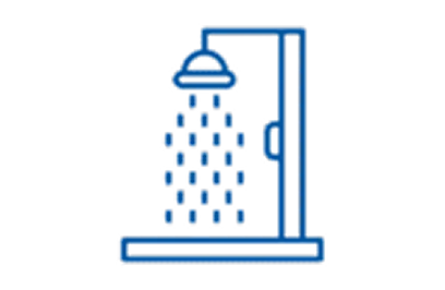 Icon representing a walk-in bathtub with a door for easy access.